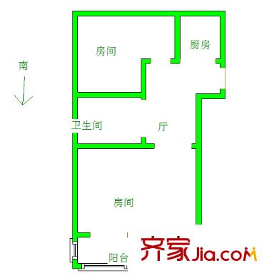 佛心橋住宅戶型圖 戶型圖 2室 2室1廳1衛(wèi)1廚