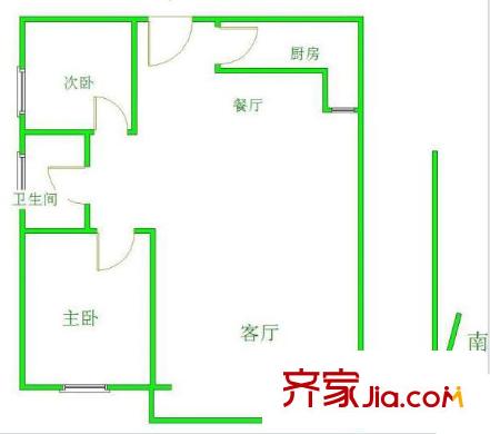 江畔人家戶型圖戶型圖  2室 2室2廳1衛(wèi)1廚