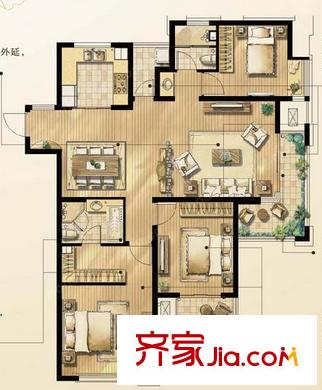 金地明悅戶(hù)型圖戶(hù)型圖 3室 3室2廳2衛(wèi)1廚