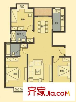 同仁康橋水岸戶型圖G 3室2廳2衛(wèi)1廚