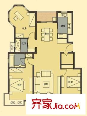 同仁康橋水岸戶型圖E2 3室2廳2衛(wèi)1廚