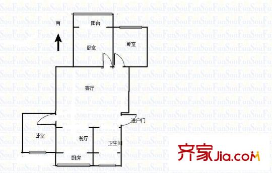 華新巷小區(qū)戶型圖戶型圖 3室 3室1廳1衛(wèi)1廚