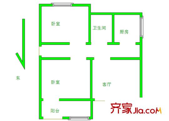 回龍橋小區(qū) 2室 戶型圖
