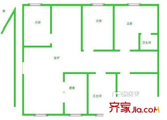 攬翠苑戶型圖戶型圖 4室 4室2廳2衛(wèi)1廚