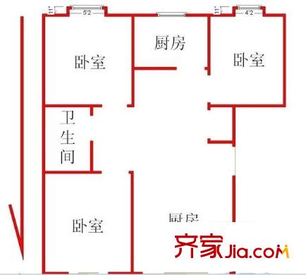 奧體新城丹楓園戶型圖戶型圖 3室 3室2廳1衛(wèi)1廚
