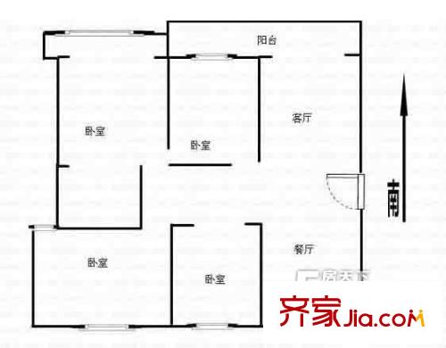 奧體新城丹楓園戶型圖戶型圖 4室 4室2廳1衛(wèi)1廚