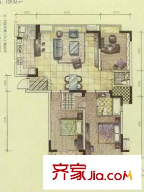 奧體新城丹楓園戶型圖戶型圖 3室 3室2廳2衛(wèi)1廚