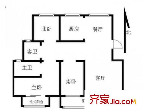 奧體新城丹楓園戶型圖戶型圖 3室 3室2廳1衛(wèi)1廚