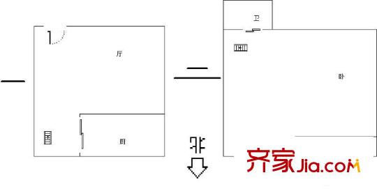 印湖山莊戶型圖戶型圖 1室 1室1廳1衛(wèi)1廚