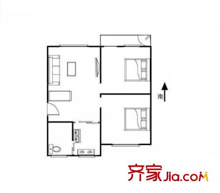 峨嵋?guī)X小區(qū)戶型圖  戶型圖 2室 