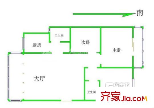 泰潤公寓戶型圖戶型圖 3室 3室2廳1衛(wèi)2廚