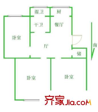 鐘阜路2號小區(qū)戶型圖戶型圖 3室 3室2廳1衛(wèi)1廚