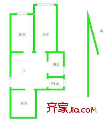 鐘阜路2號小區(qū)戶型圖戶型圖 3室 3室1廳1衛(wèi)1廚