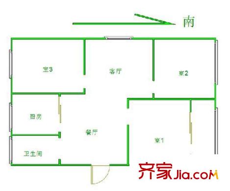 天目路小區(qū)戶型圖戶型圖 3室 3室2廳1衛(wèi)1廚