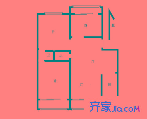 牡丹里戶型圖戶型圖 3室 3室2廳2衛(wèi)1廚
