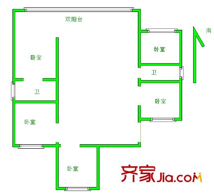 牡丹里戶型圖戶型圖 4室 4室2廳2衛(wèi)1廚