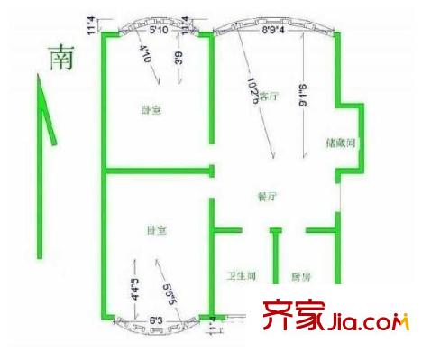 牡丹里戶型圖戶型圖 2室 2室2廳1衛(wèi)1廚