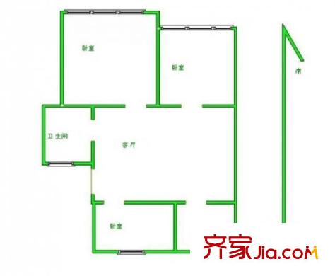 西橋花苑戶型圖戶型圖 3室 3室1廳1衛(wèi)1廚