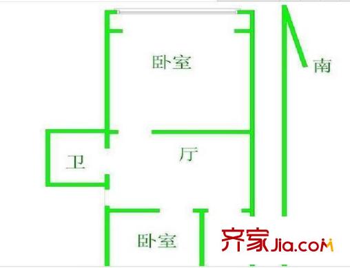 西橋花苑戶型圖戶型圖 2室  2室1廳1衛(wèi)1廚