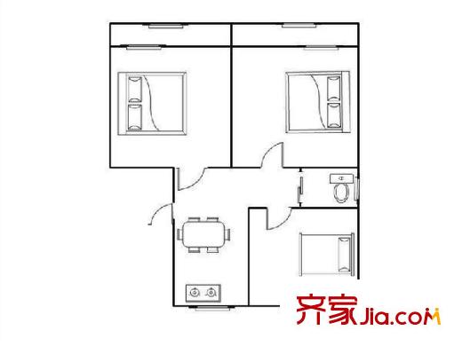 五條巷住宅戶型圖戶型圖 3室 3室1廳1衛(wèi)1廚