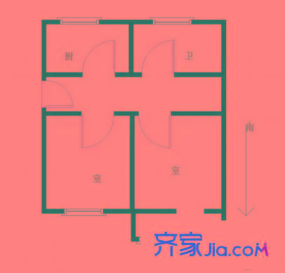 五條巷住宅戶型圖戶型圖2室 2室1廳1衛(wèi)1廚