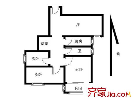 高教新村戶型圖戶型圖 3室 3室1廳1衛(wèi)1廚