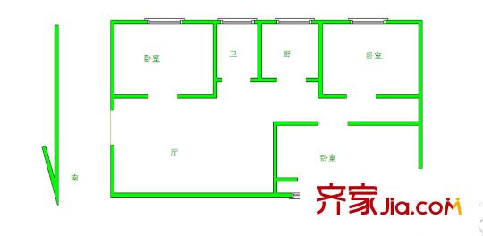 鼓樓二條巷住宅戶型圖戶型圖 3室 3室1廳1衛(wèi)