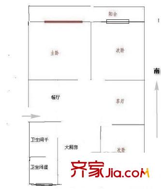鼓樓二條巷住宅戶型圖戶型圖 3室 3室2廳1衛(wèi)1廚