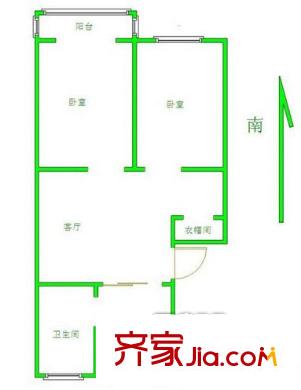 鼓樓二條巷住宅戶型圖戶型圖 2室 2室2廳1衛(wèi)1廚