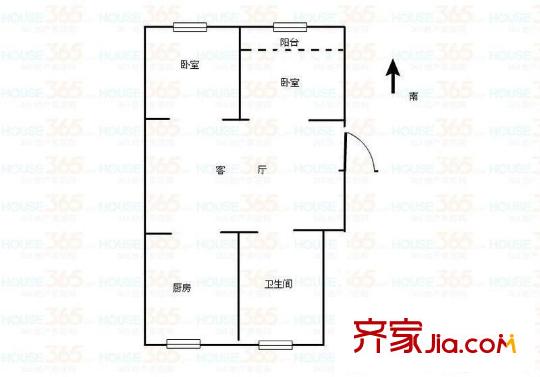 鼓樓二條巷住宅戶型圖戶型圖 2室 2室1廳1衛(wèi)1廚