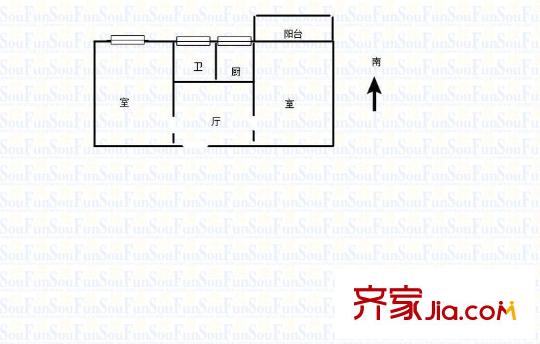福園戶型圖戶型圖 2室  2室1廳1衛(wèi)1廚
