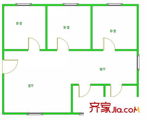 悅民公寓戶型圖戶型圖 3室 3室2廳2衛(wèi)1廚