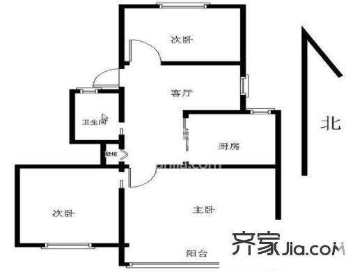 福園戶型圖戶型圖 3室 3室1廳1衛(wèi)1廚