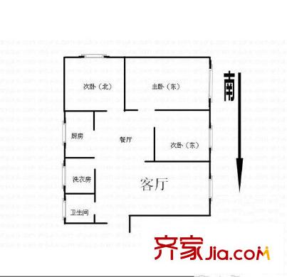 壹城戶型圖戶型圖 3室 3室2廳1衛(wèi)1廚