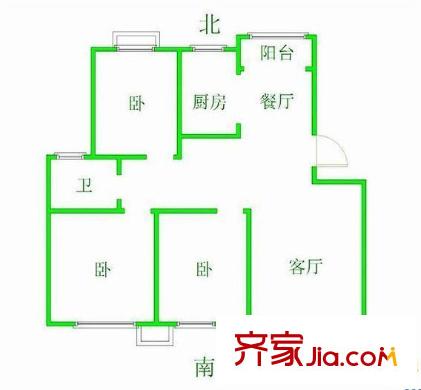 托樂嘉貴鄰居戶型圖戶型圖 3室 3室2廳1衛(wèi)1廚