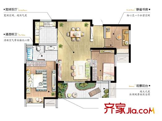 仙林悅城10、15幢標(biāo)準(zhǔn)層戶型 3室2廳1衛(wèi)1廚