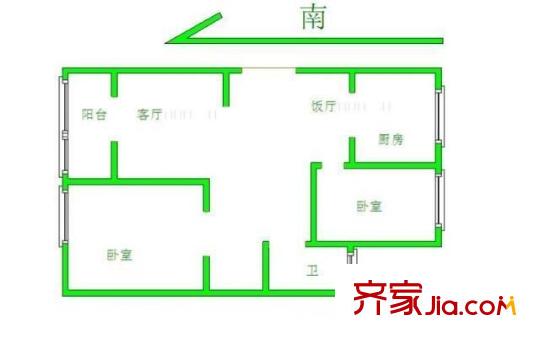 景祥佳園戶型圖戶型圖 2室 2室2廳1衛(wèi)1廚