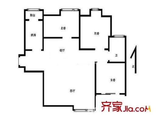 中北品尚戶型圖 戶型圖 3室 3室2廳1衛(wèi)1廚