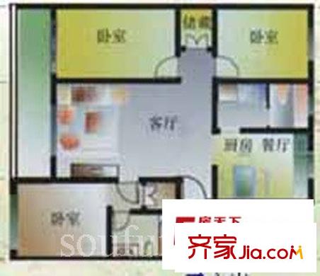 鐘麓花園戶型圖戶型圖 3室 3室2廳2衛(wèi)1廚