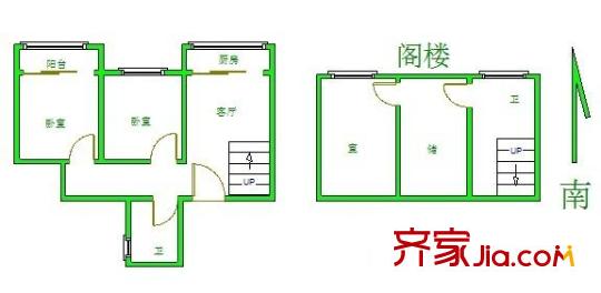鐘麓花園戶型圖戶型圖 2室 2室1廳1衛(wèi)1廚
