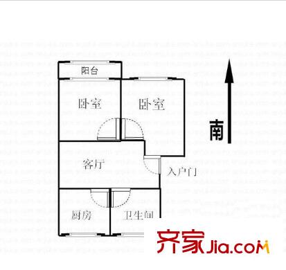 鐘麓花園戶型圖戶型圖 2室 2室1廳1衛(wèi)1廚