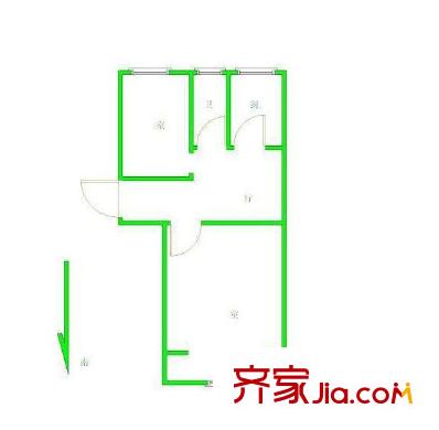 鐘麓花園戶型圖戶型圖 2室 2室1廳1衛(wèi)1廚
