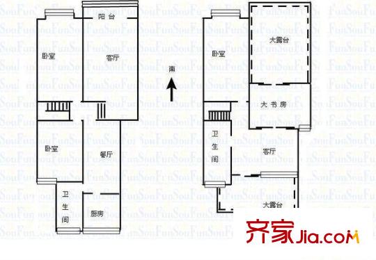 月安花園戶型圖戶型圖 3室 3室2廳2衛(wèi)1廚
