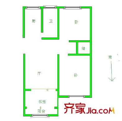 露園戶型圖戶型圖 3室 3室1廳1衛(wèi)1廚