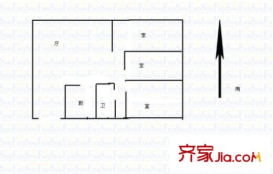 鼓樓金城花園戶型圖戶型圖 3室 3室2廳1衛(wèi)1廚