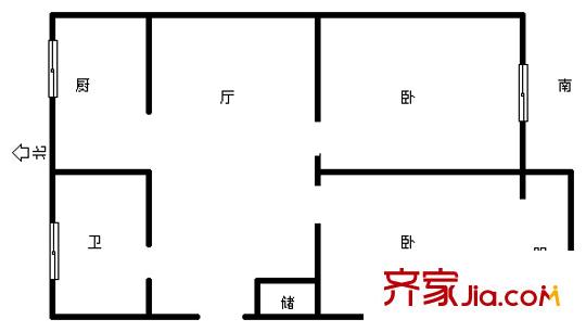 堯化新村戶型圖戶型圖 2室 2室1廳1衛(wèi)1廚