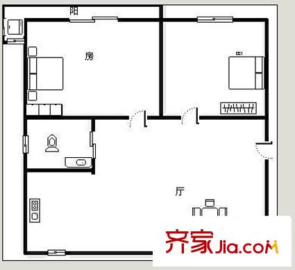華電一宿舍戶型圖戶型圖 2室 2室1廳1衛(wèi)1廚