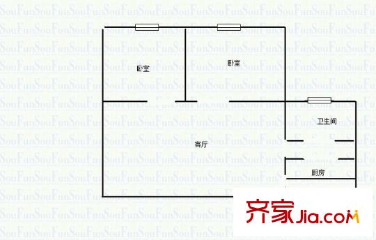 華電一宿舍戶型圖戶型圖2室 2室1廳1衛(wèi)1廚