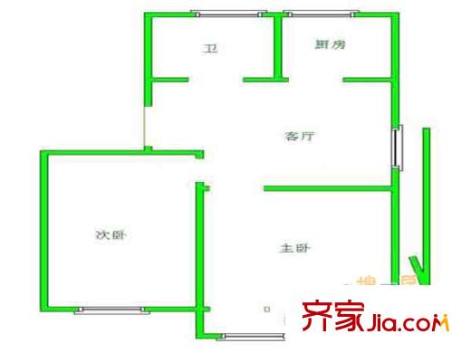 華電一宿舍戶型圖戶型圖 2室 2室1廳1衛(wèi)1廚
