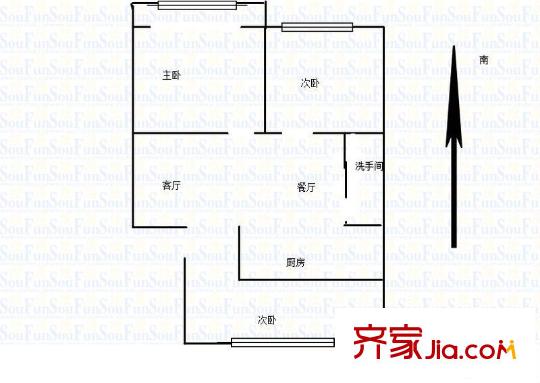 騰飛園戶型圖戶型圖 3室 3室1廳1衛(wèi)1廚